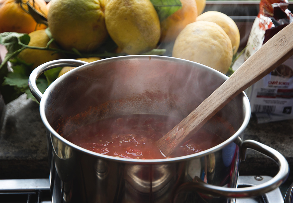 Tomato sauce in pan