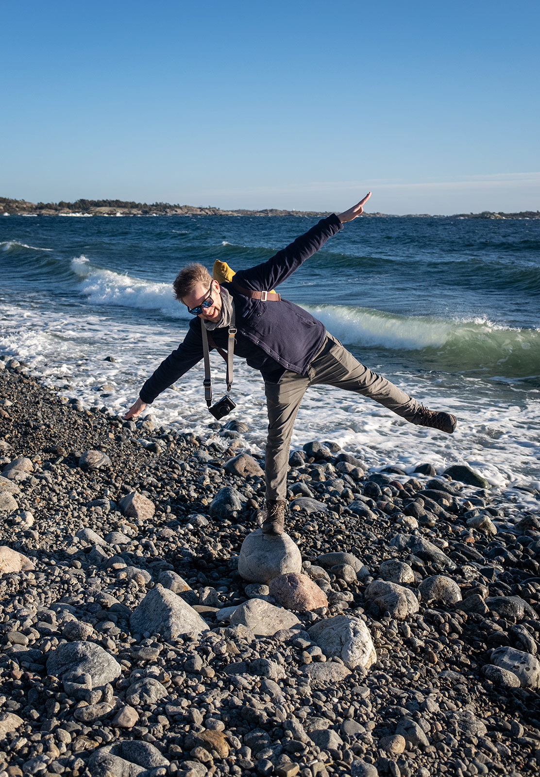 Man balancing on rock