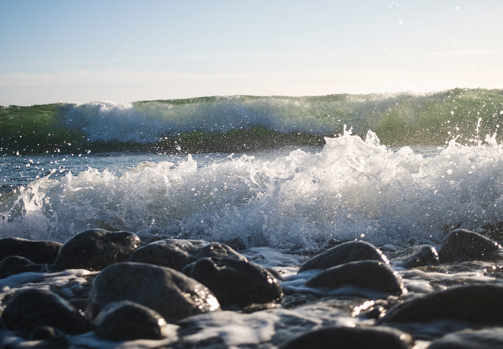 Crashing wave at ground level