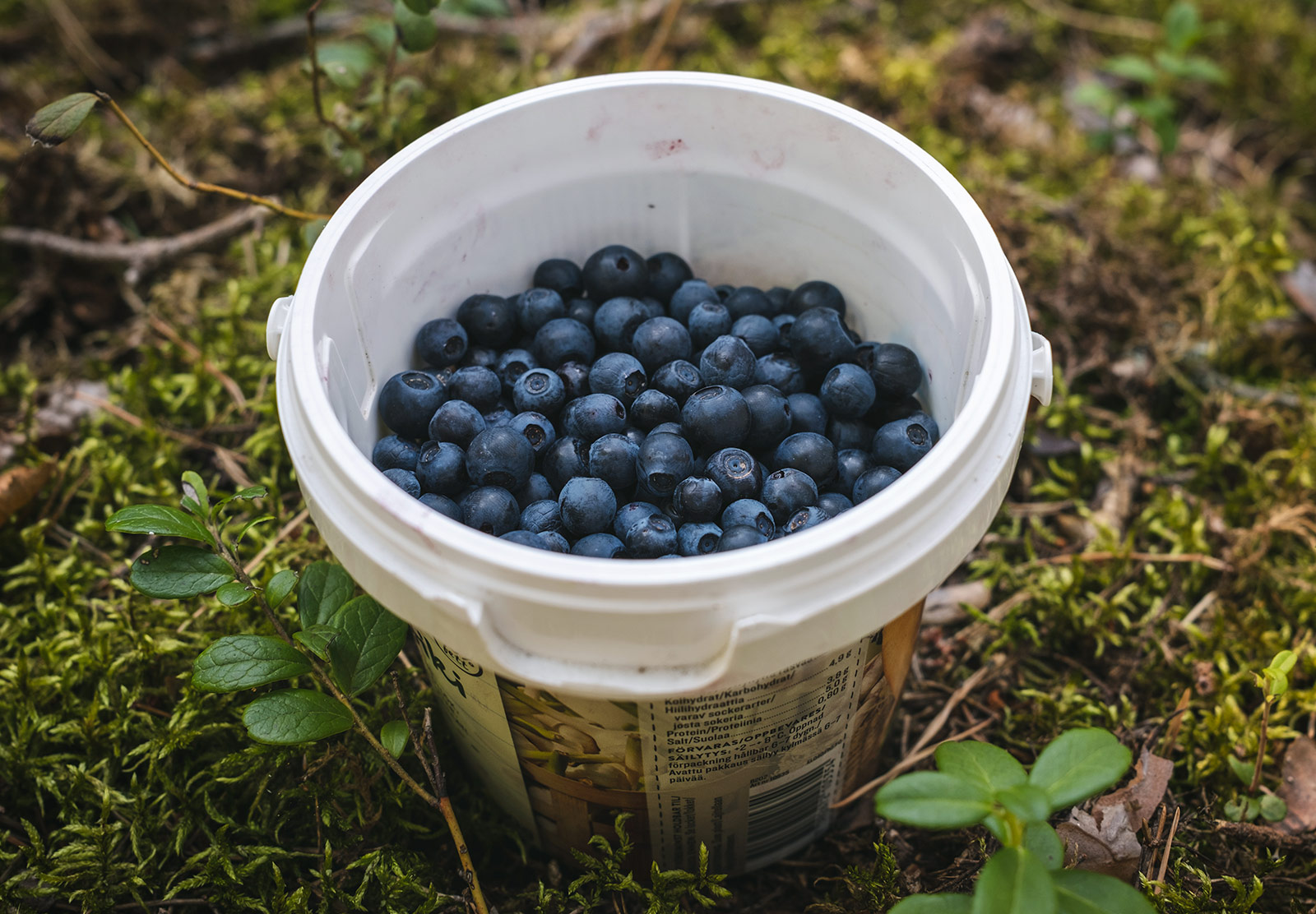 Tub filled with berries