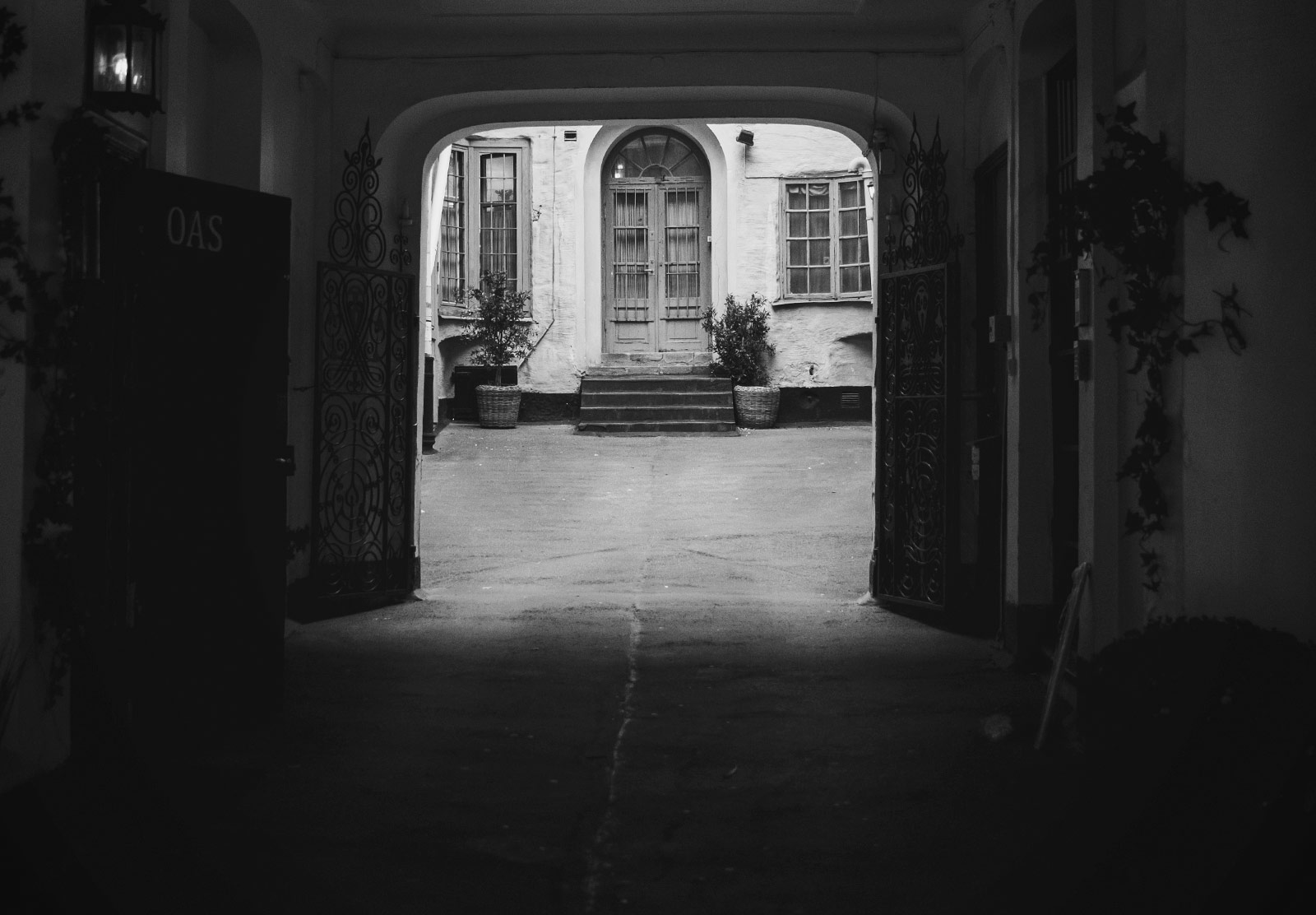 View of doors through walkway