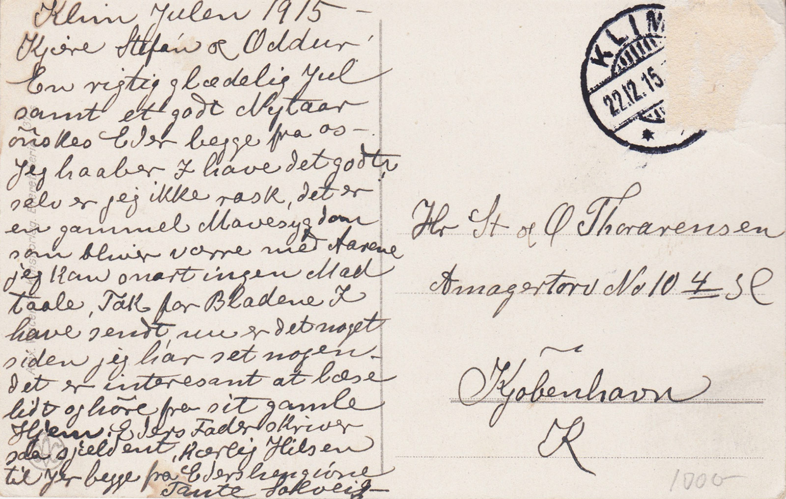 Danish writing on postcard