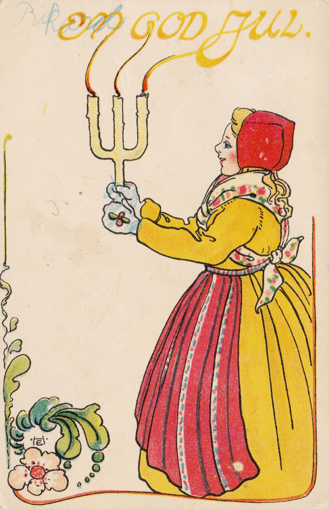 Illustration of lady with candles