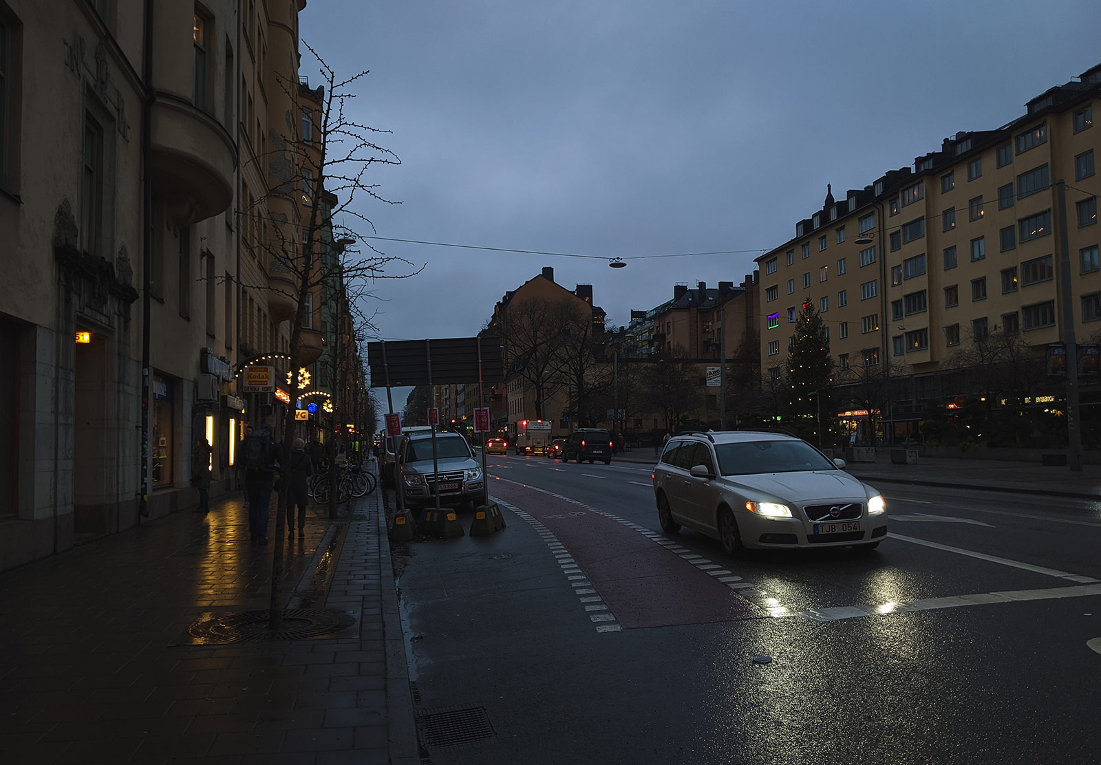 Blue grey light on street