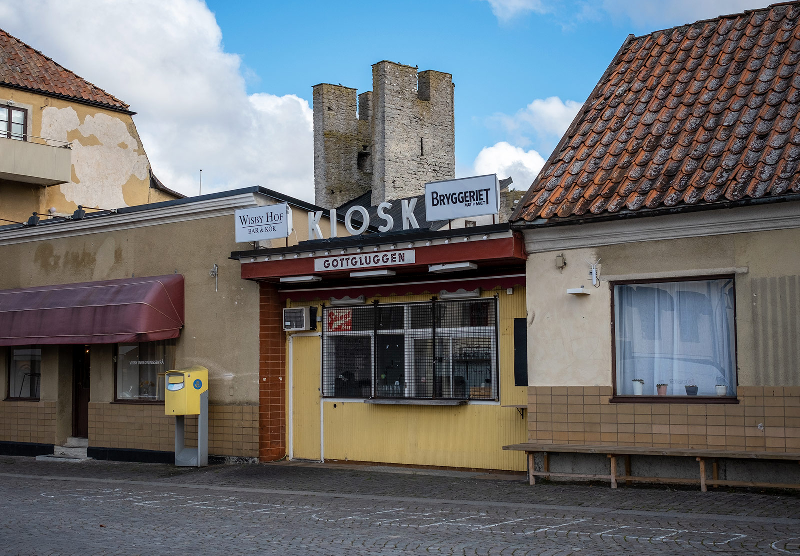 Small yellow kiosk