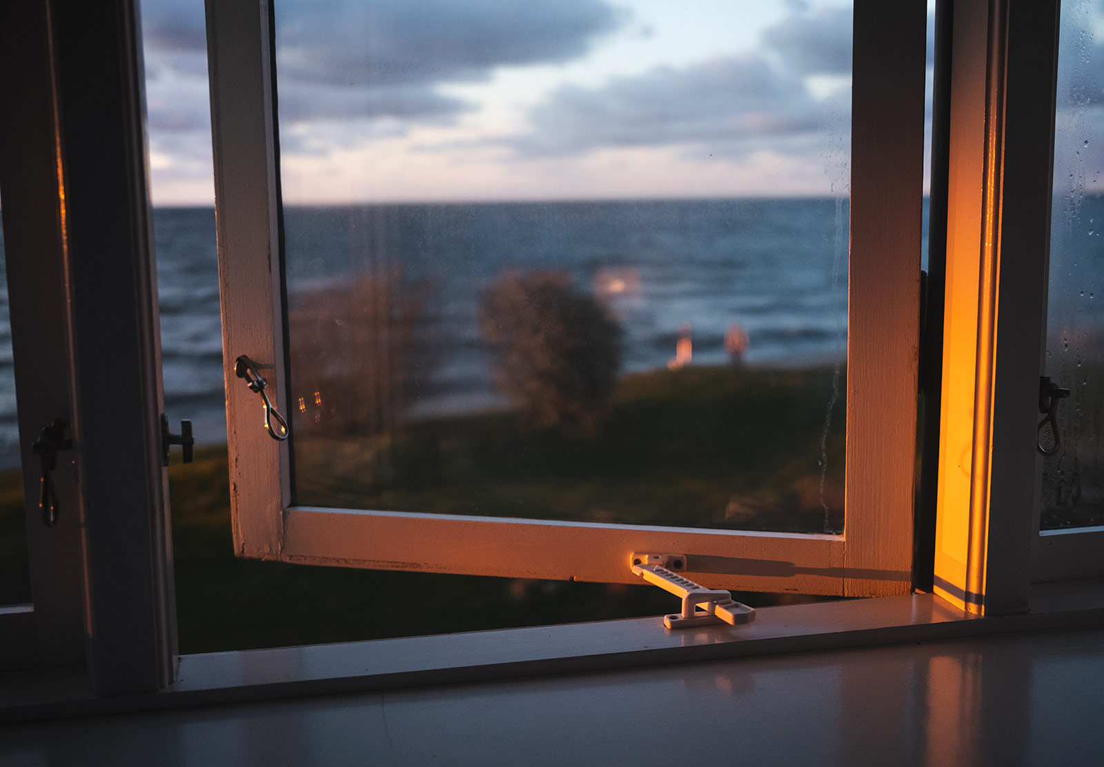 Golden light on window