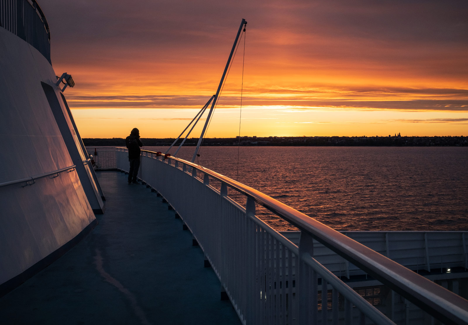 Boat deck at sunrise