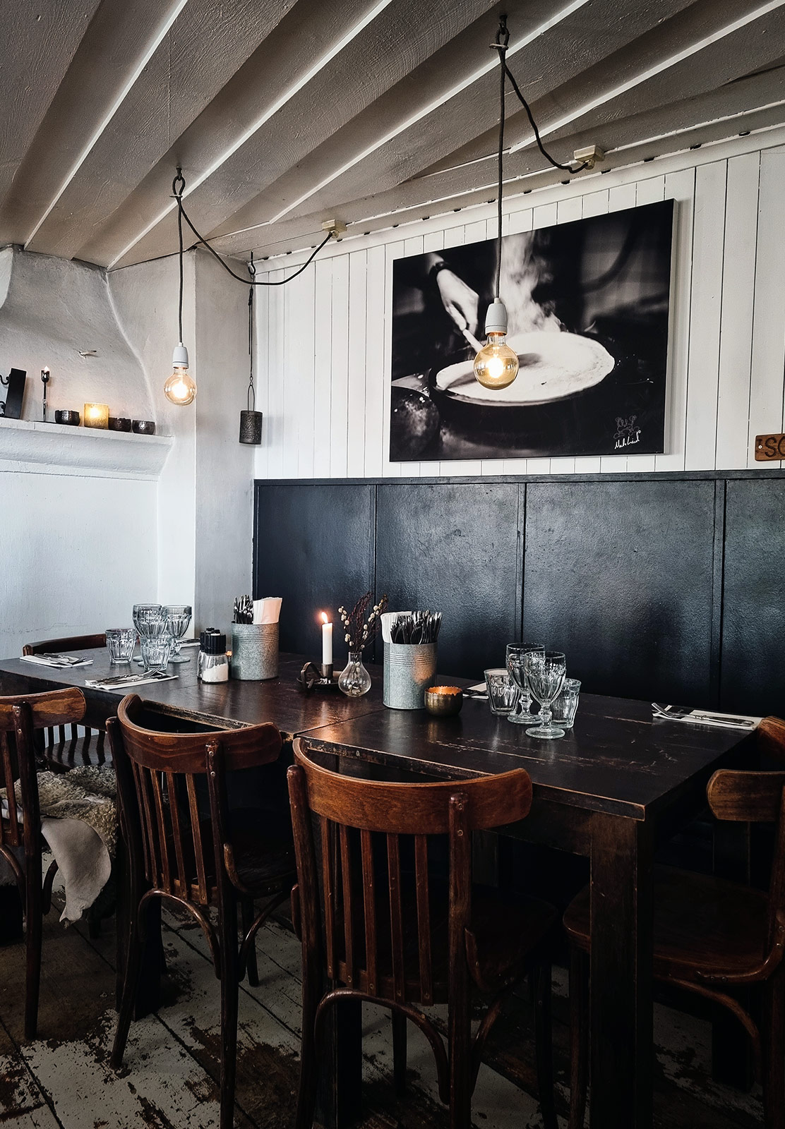 Wooden restaurant interior