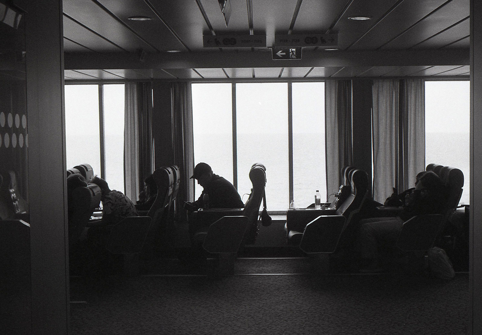 People sat in ferry seats