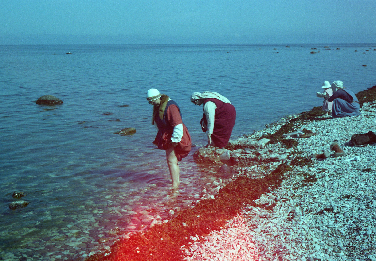 Women in the sea, in medieval clothes