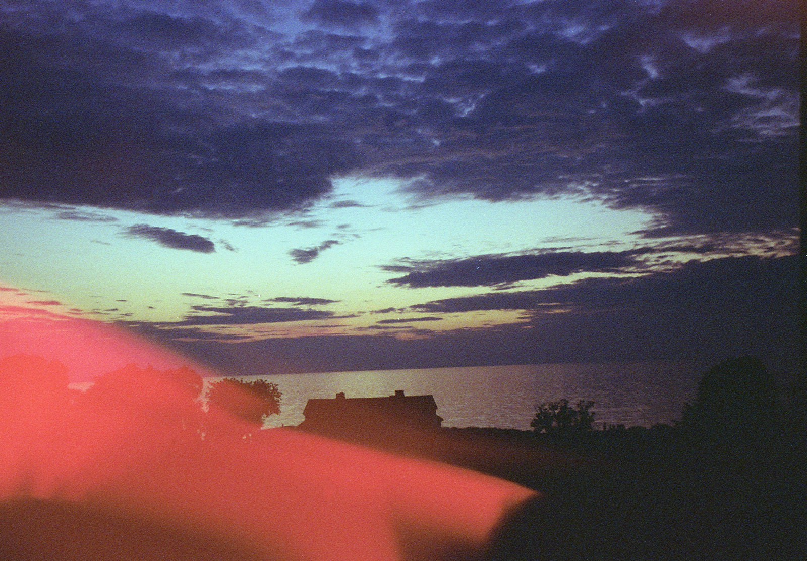 View over the ocean at sunset