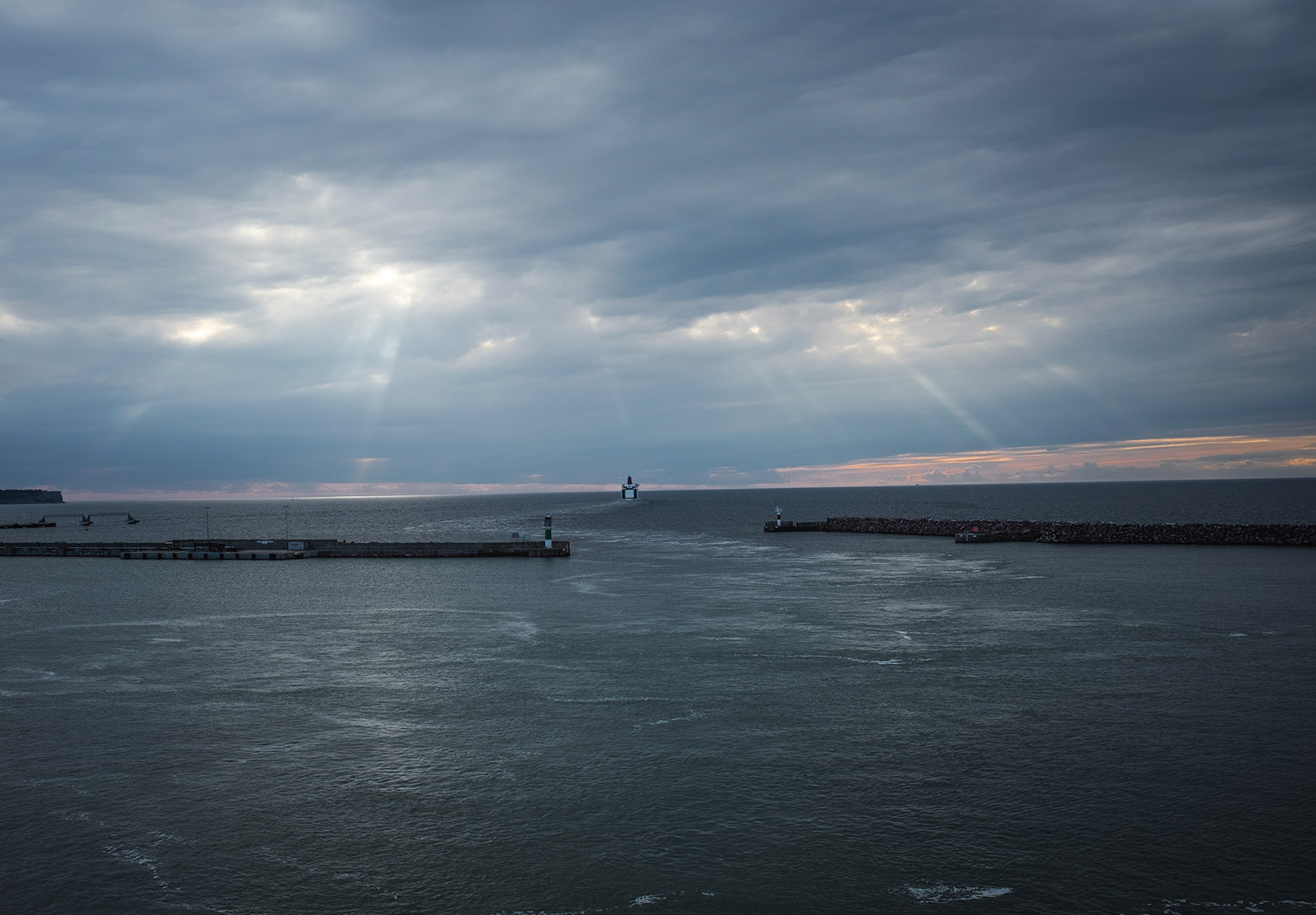 Light shining down on harbour