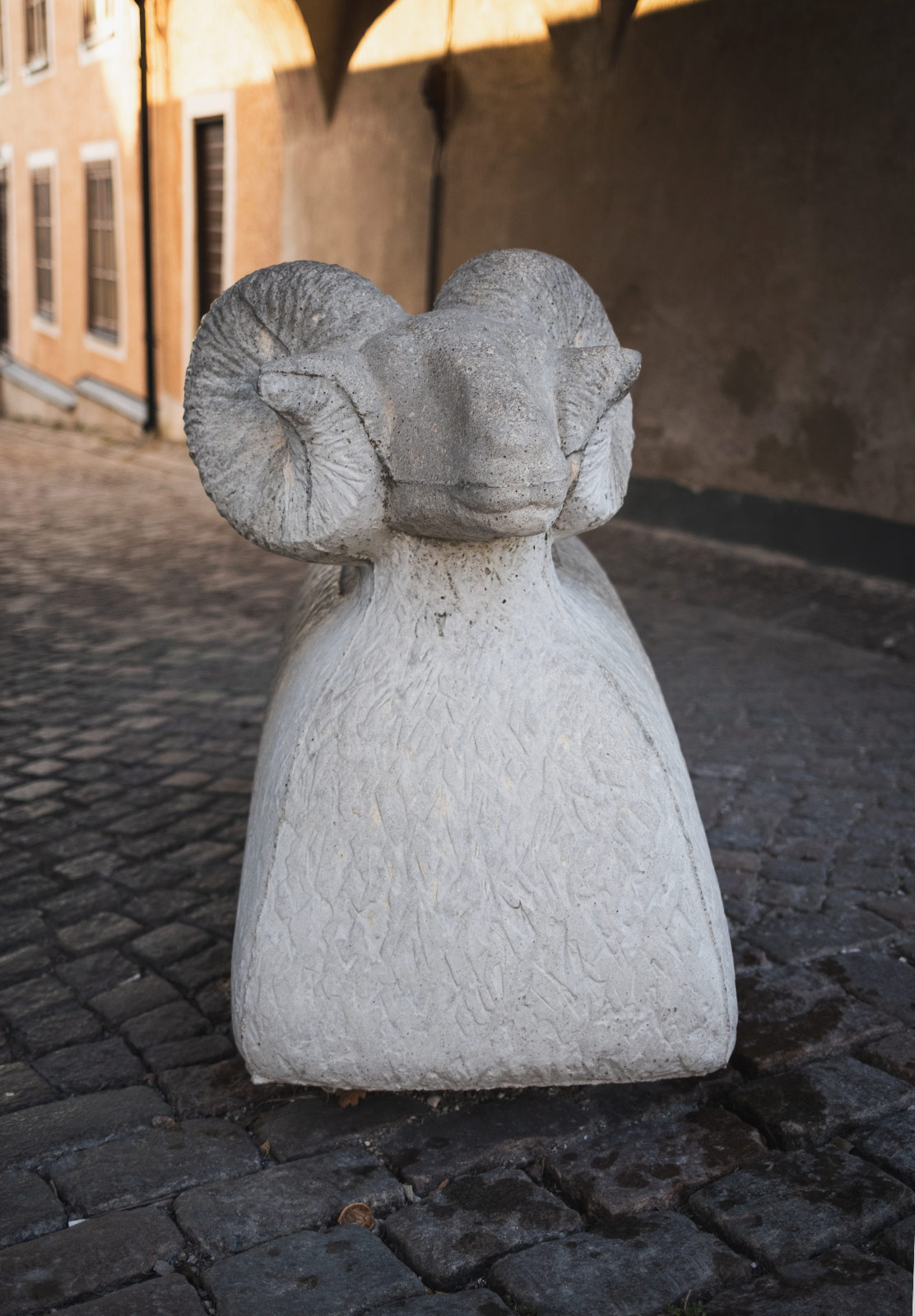 Stone ram with horns