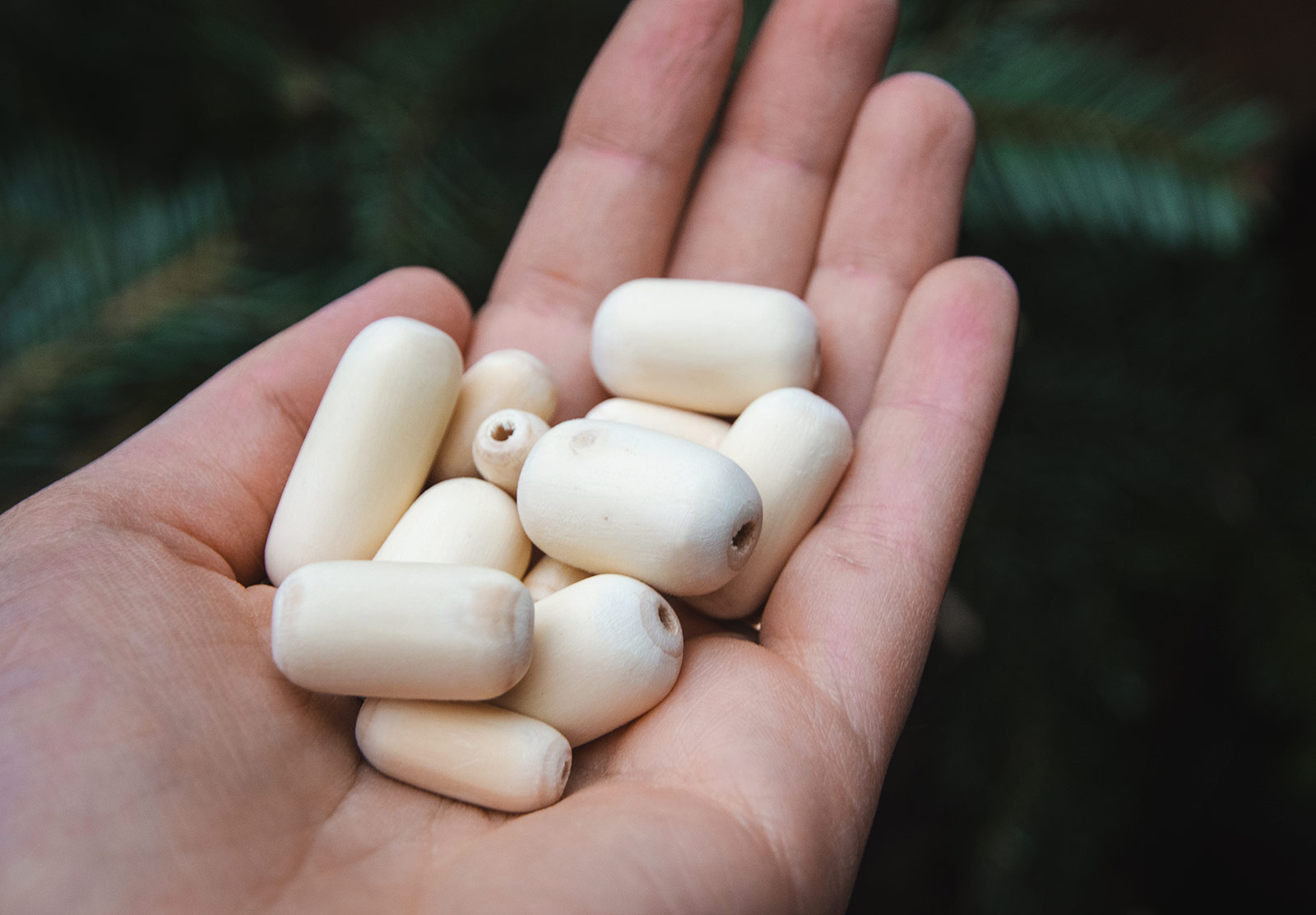 Handful of smooth beads