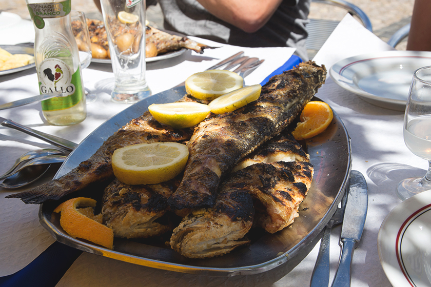 Plate of whole grilled fish