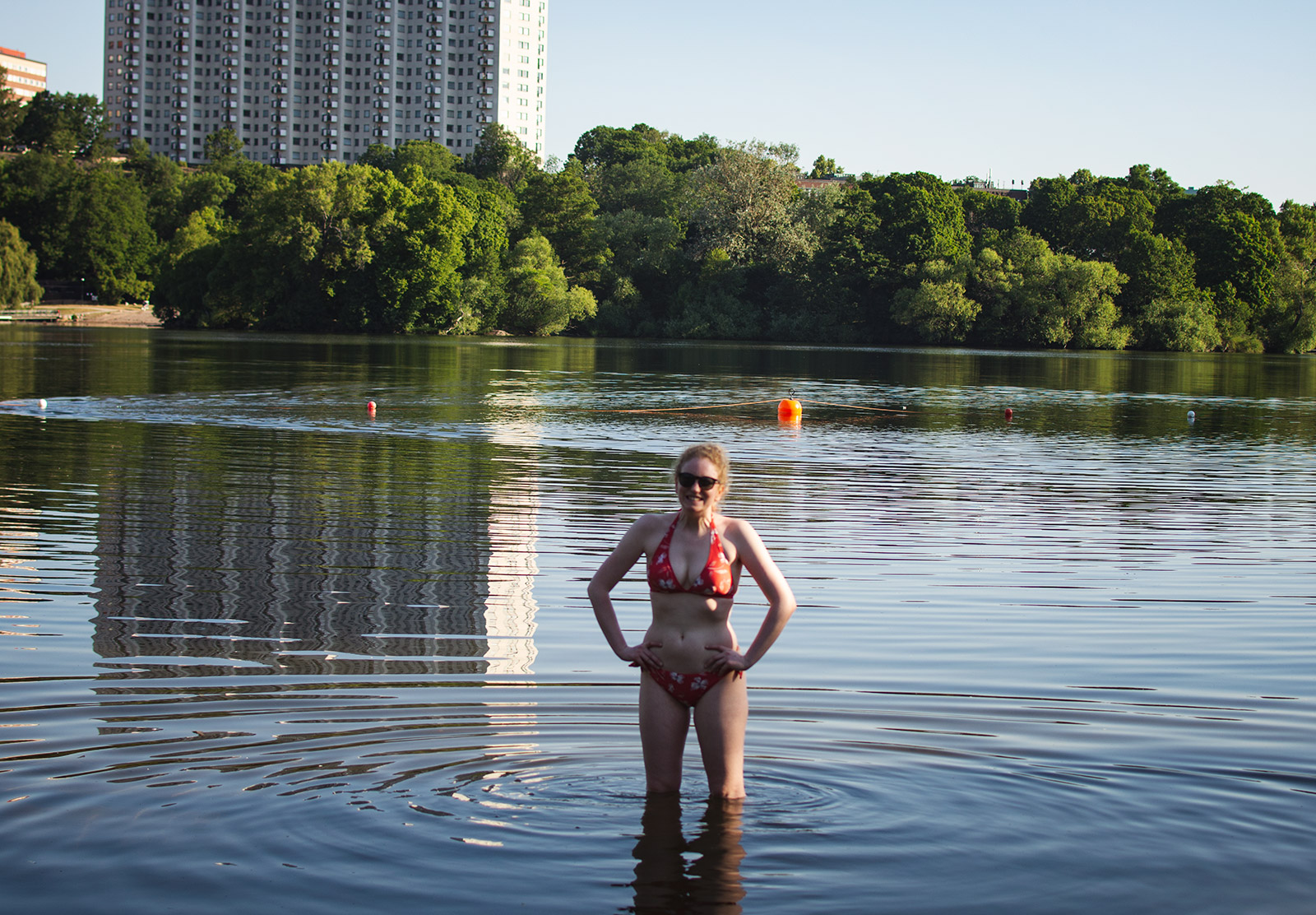 Woman standing in water