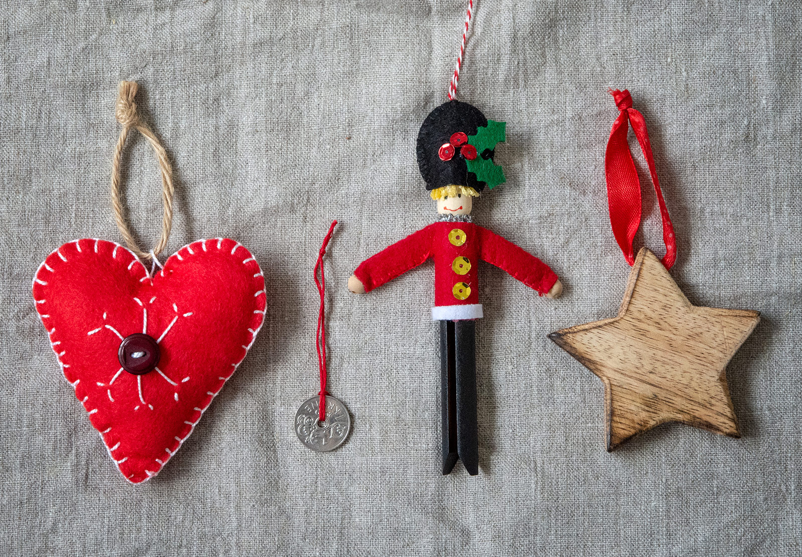 Row of tree ornaments