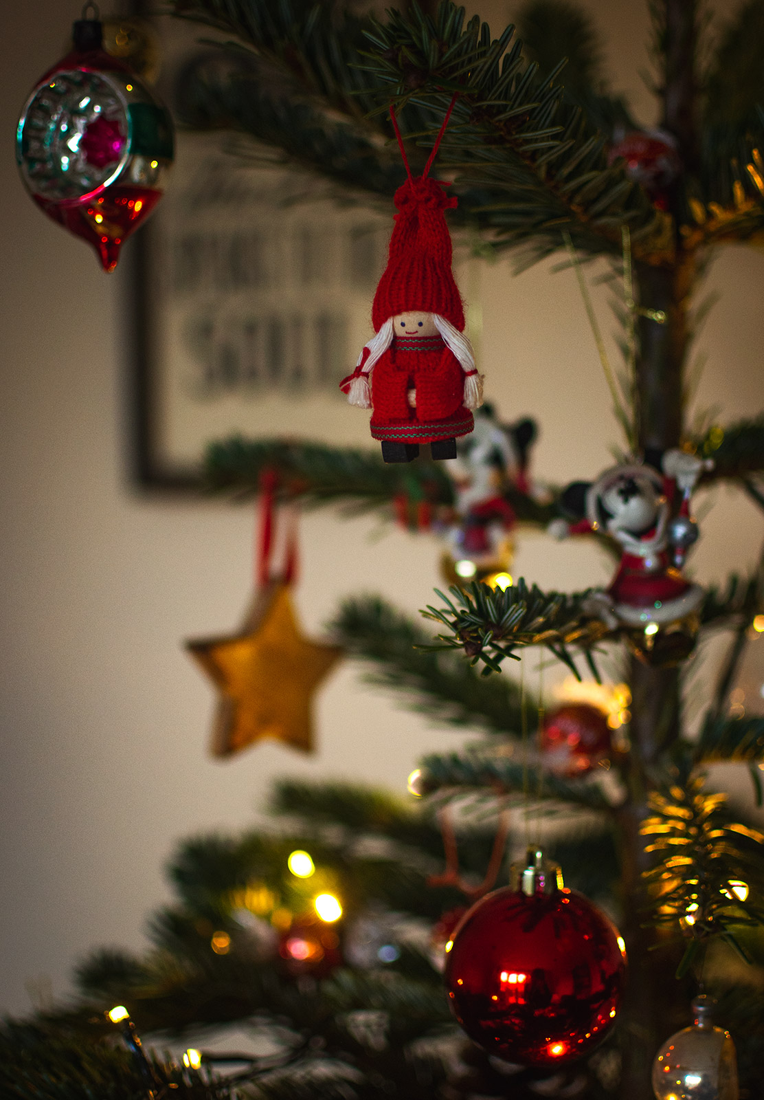 Lady in red coat ornament