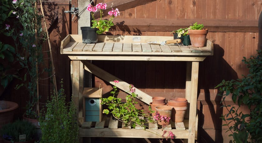 Potting bench in the sun