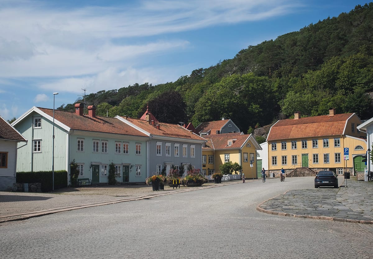 Group of colourful wooden houses