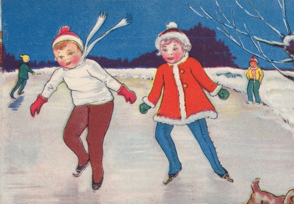 Old ice skating illustration