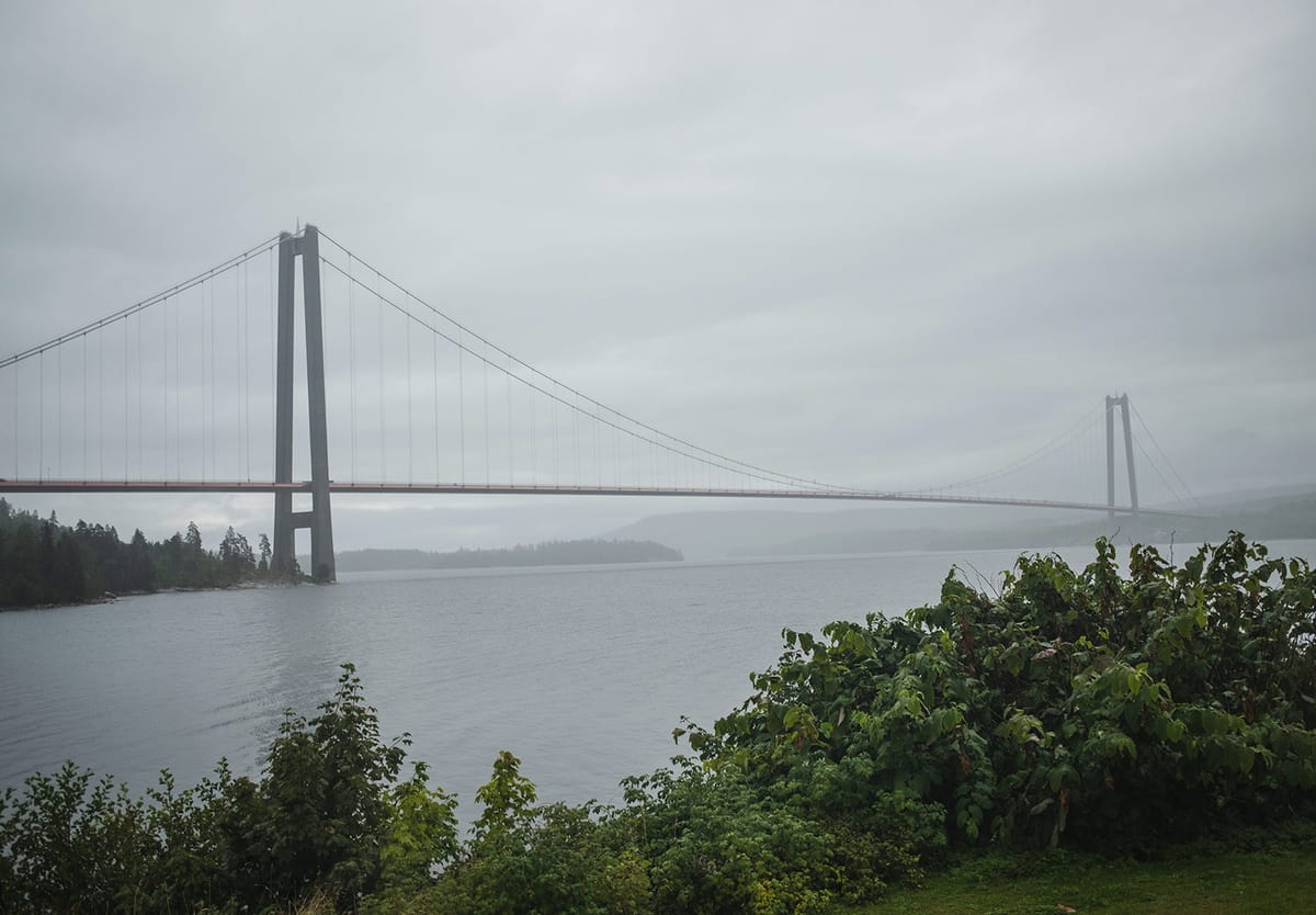 Long bridge in the rain
