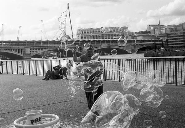 Man making bubbles