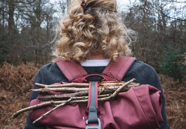 Twigs in rucksack