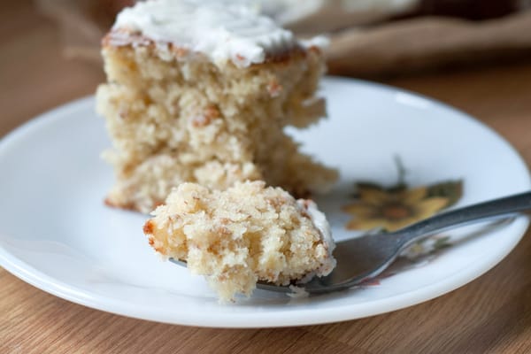 Cake on fork