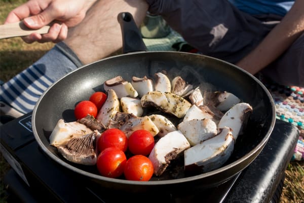 Mushrooms in frying pan