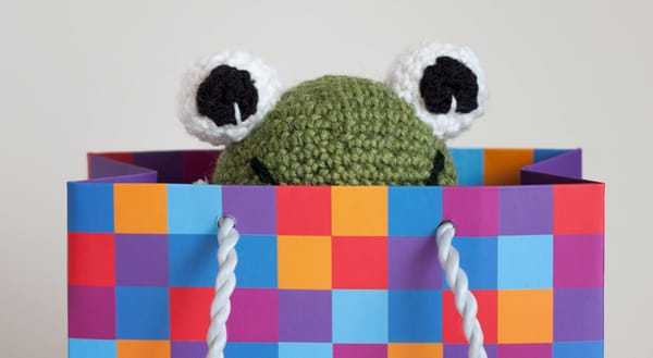 Green crochet frog