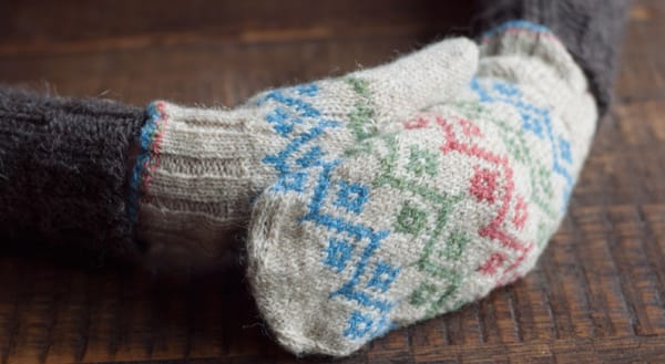 Knitted fair isle mittens