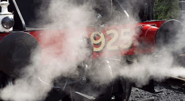 Steam rising around a train