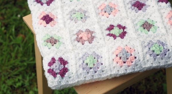Pastel color crochet granny square blanket