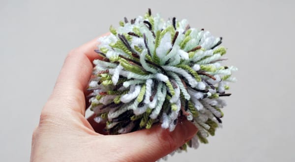 Variegated green wool pompom