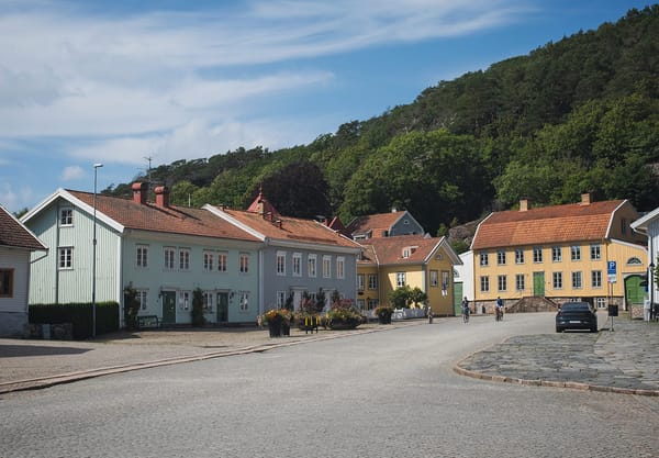 Group of colourful wooden houses