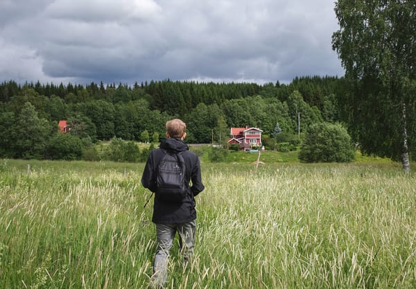 Man walking in long grass