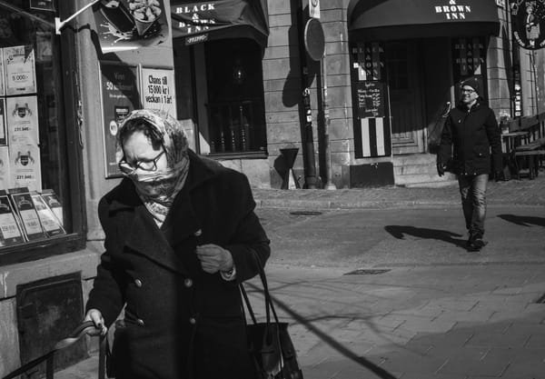 Woman with covered face