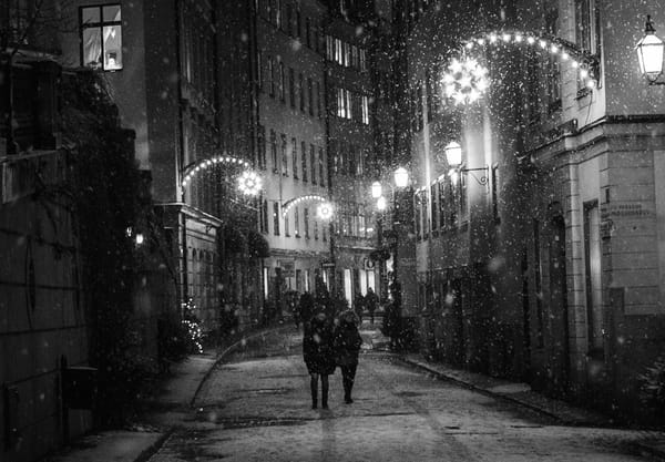 People walking on snowy streets