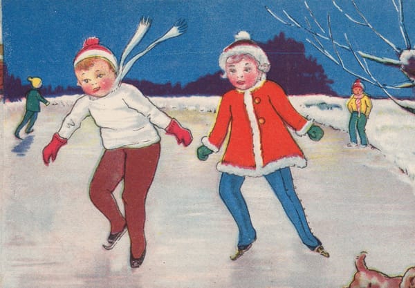 Old ice skating illustration