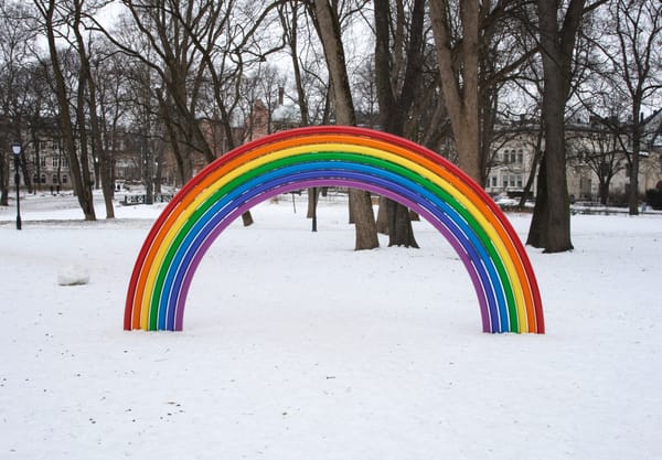 Metal rainbow in the snow