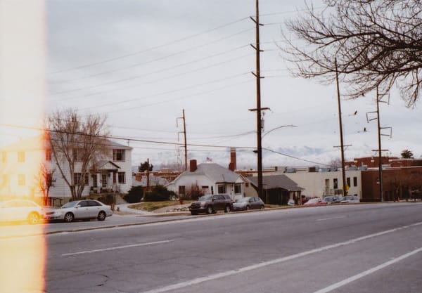 Mountains behind street