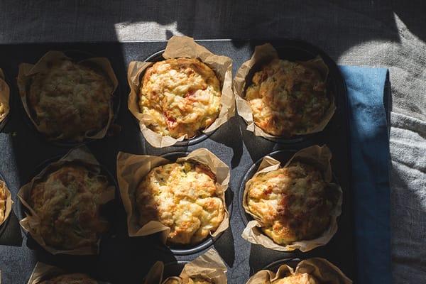 Savoury muffins in baking tin