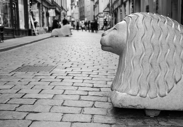 Concrete lion statue