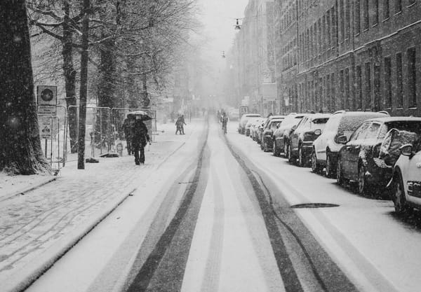Tyre marks in snow