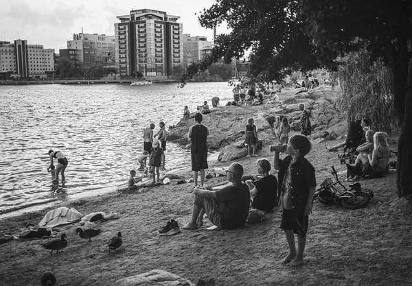 People sat on the beach