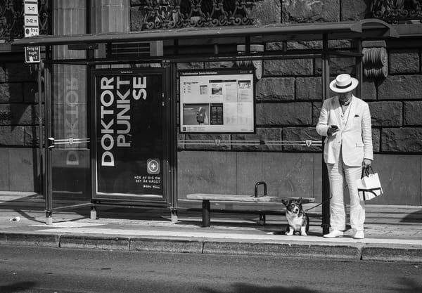 Man in suit with dog