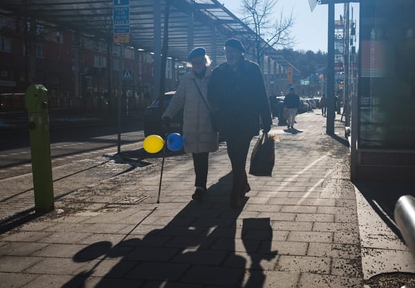 Balloons on walking stick