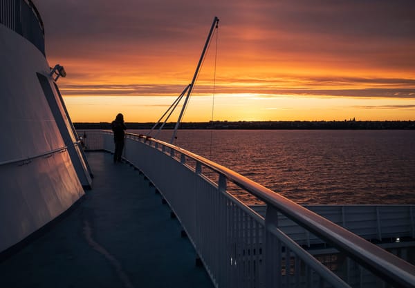 Boat deck at sunrise